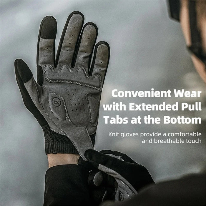 ROCKBROS S338 Men Cycling Gloves Road Bike Touch Screen Full Finger Knitted Mittens - S - 6