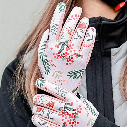 ROCKBROS S340 1 Pair Outdoor Cycling Women Gloves Anti-skid Touch Screen Full Finger Gloves - Pink / XS - 2