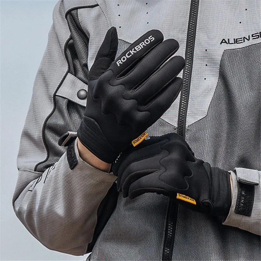 ROCKBROS MT025 1 Pair Outdoor Cycling Gloves Anti-skid Touch Screen Full Finger Gloves - Black / S - 5