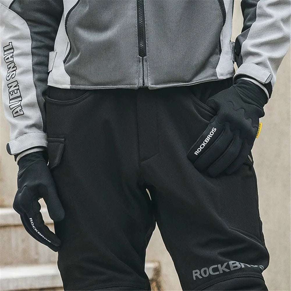 ROCKBROS MT025 1 Pair Outdoor Cycling Gloves Anti-skid Touch Screen Full Finger Gloves - Black / S - 6
