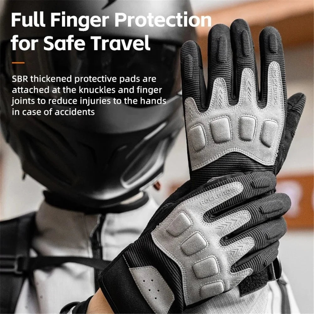 ROCKBROS MT016 1 Pair Outdoor Cycling Protection Gloves Touch Screen Full Finger Gloves - Black+Grey S - 3
