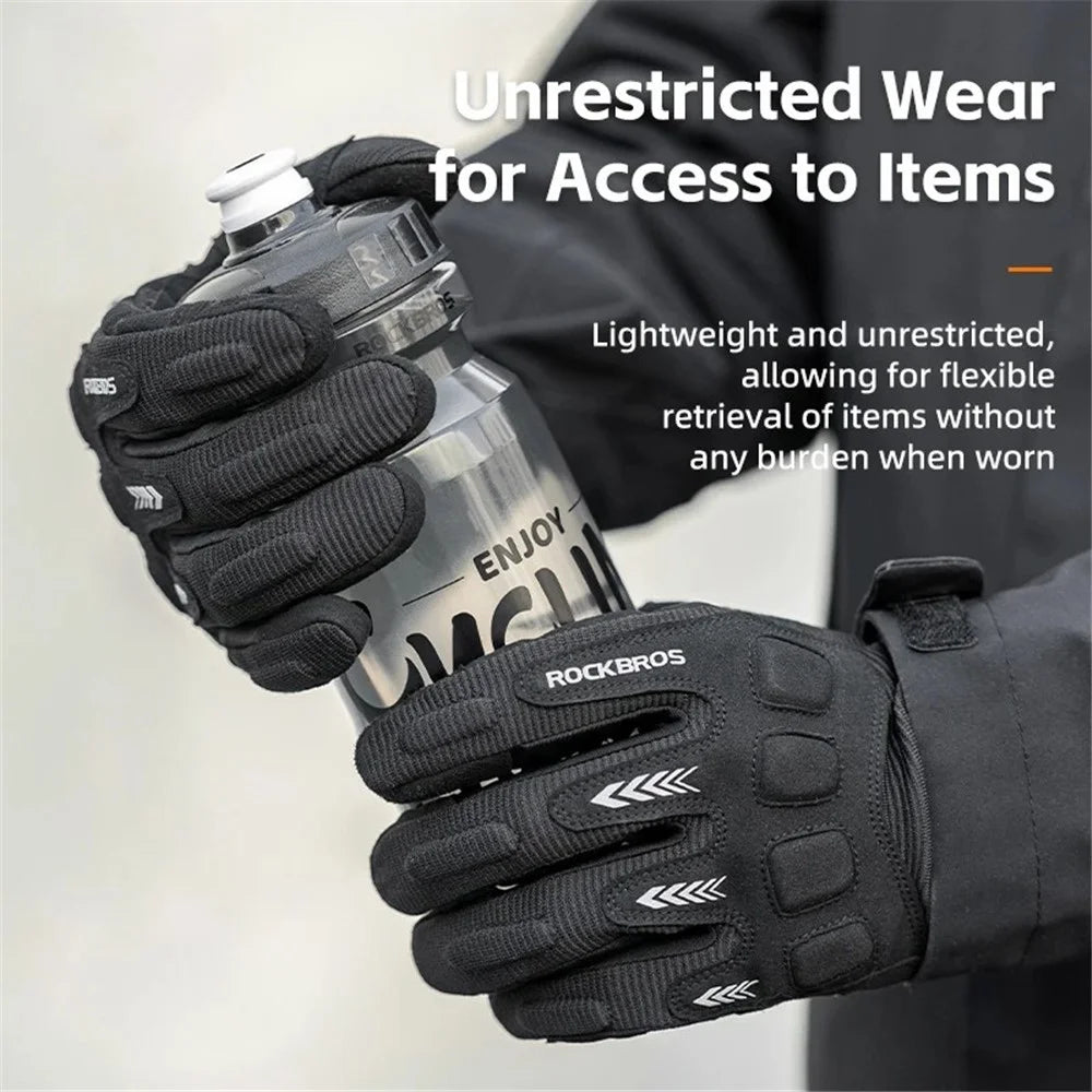 ROCKBROS MT016 1 Pair Outdoor Cycling Protection Gloves Touch Screen Full Finger Gloves - Black+Grey S - 4