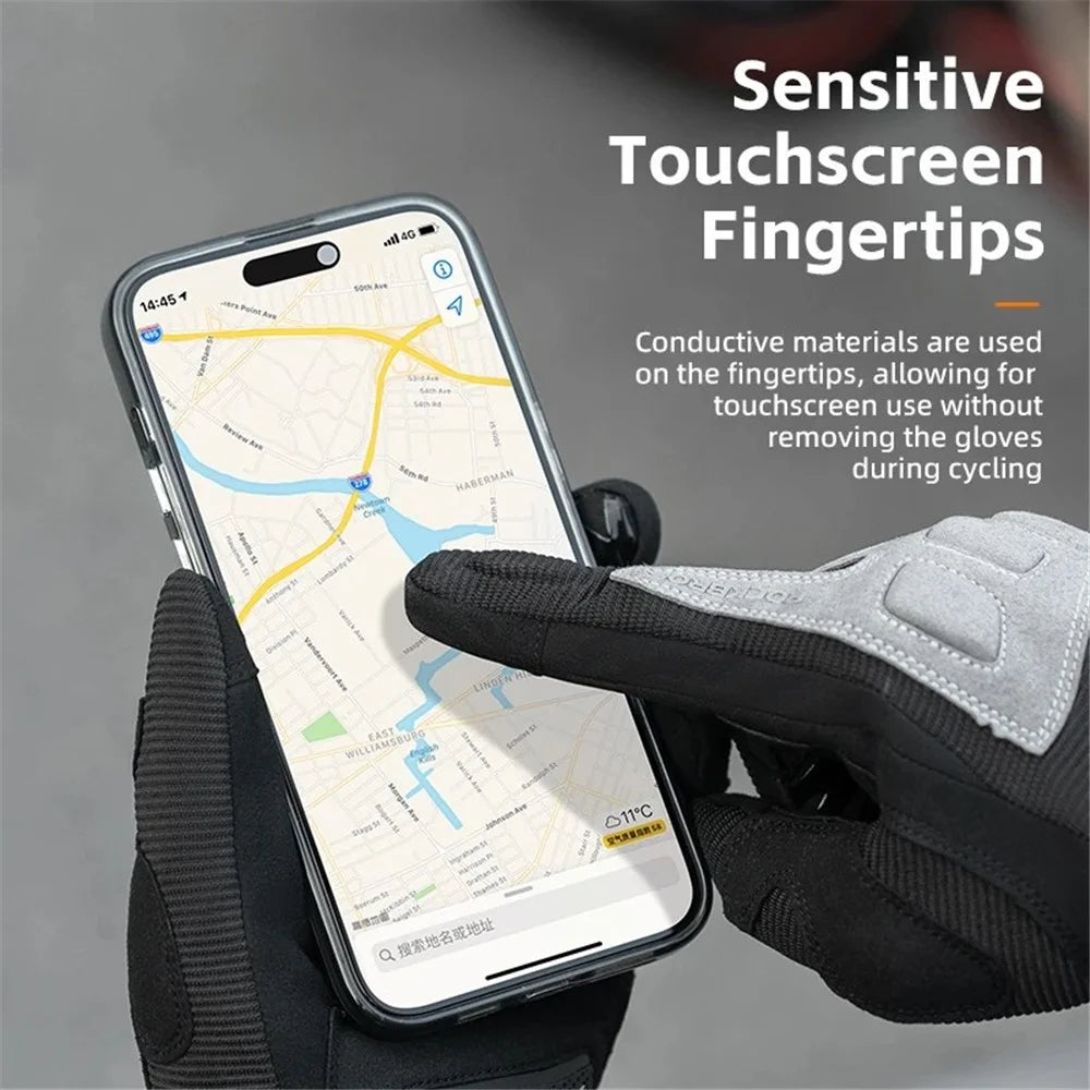 ROCKBROS MT016 1 Pair Outdoor Cycling Protection Gloves Touch Screen Full Finger Gloves - Black+Grey S - 5