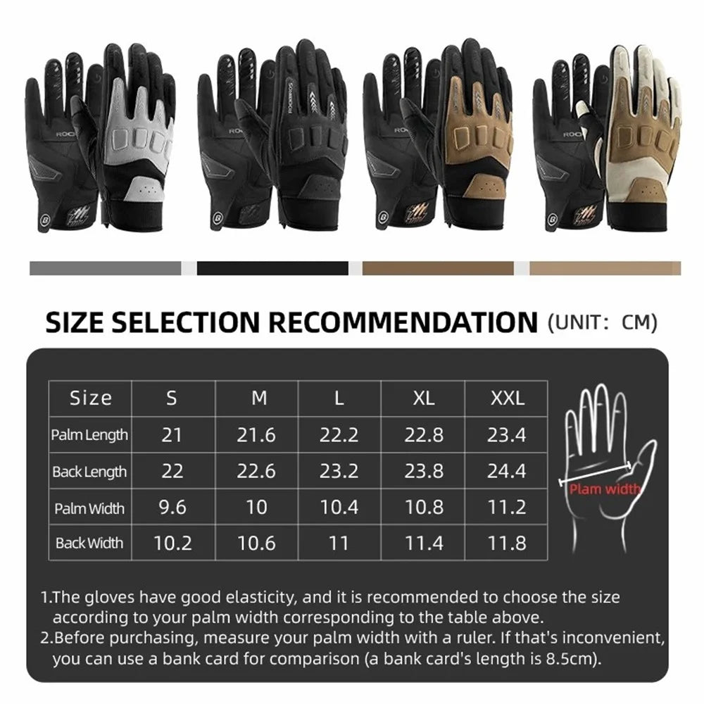 ROCKBROS MT016 1 Pair Outdoor Cycling Protection Gloves Touch Screen Full Finger Gloves - Black+Grey S - 7