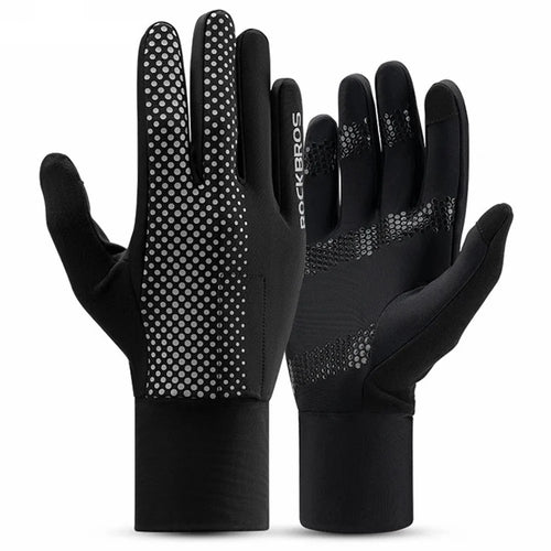 ROCKBROS S343 1 Pair Outdoor Cycling Full Finger Gloves Breathable Anti-skid Touch Screen Gloves - Black S - 1