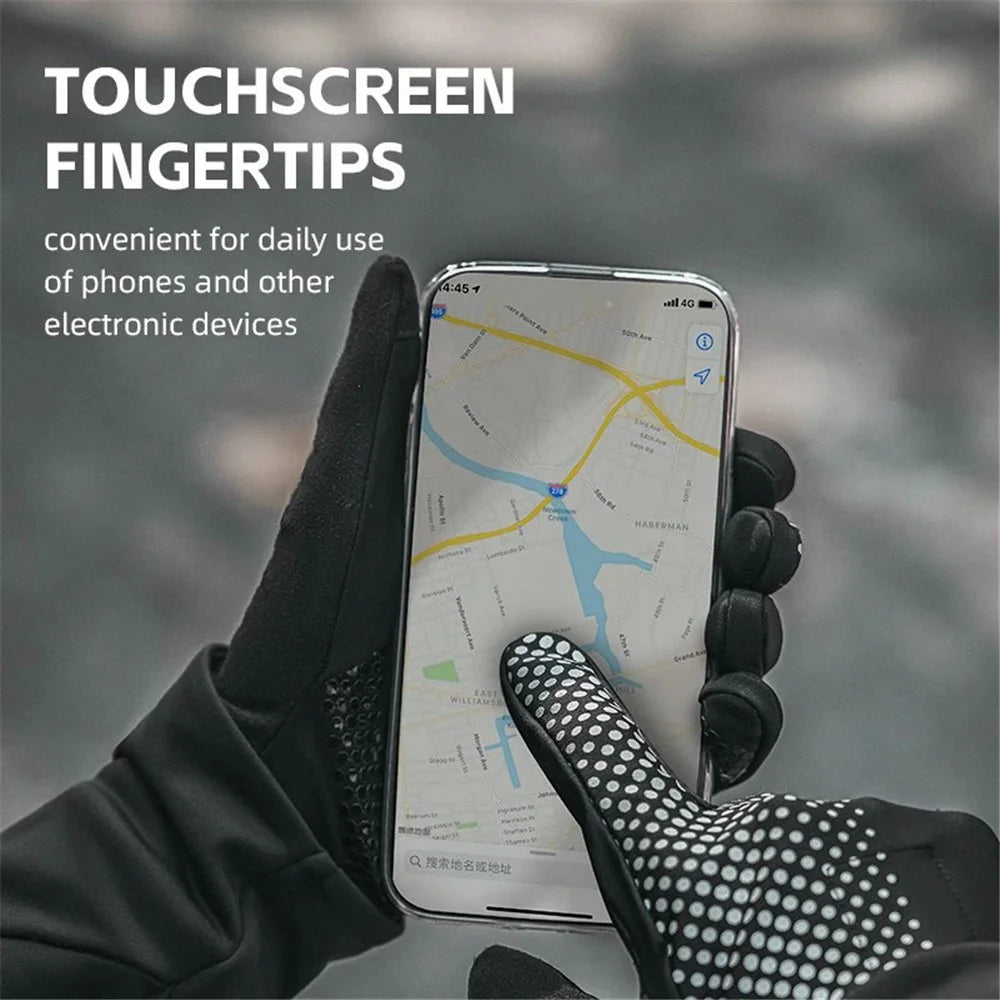 ROCKBROS S343 1 Pair Outdoor Cycling Full Finger Gloves Breathable Anti-skid Touch Screen Gloves - Black S - 3