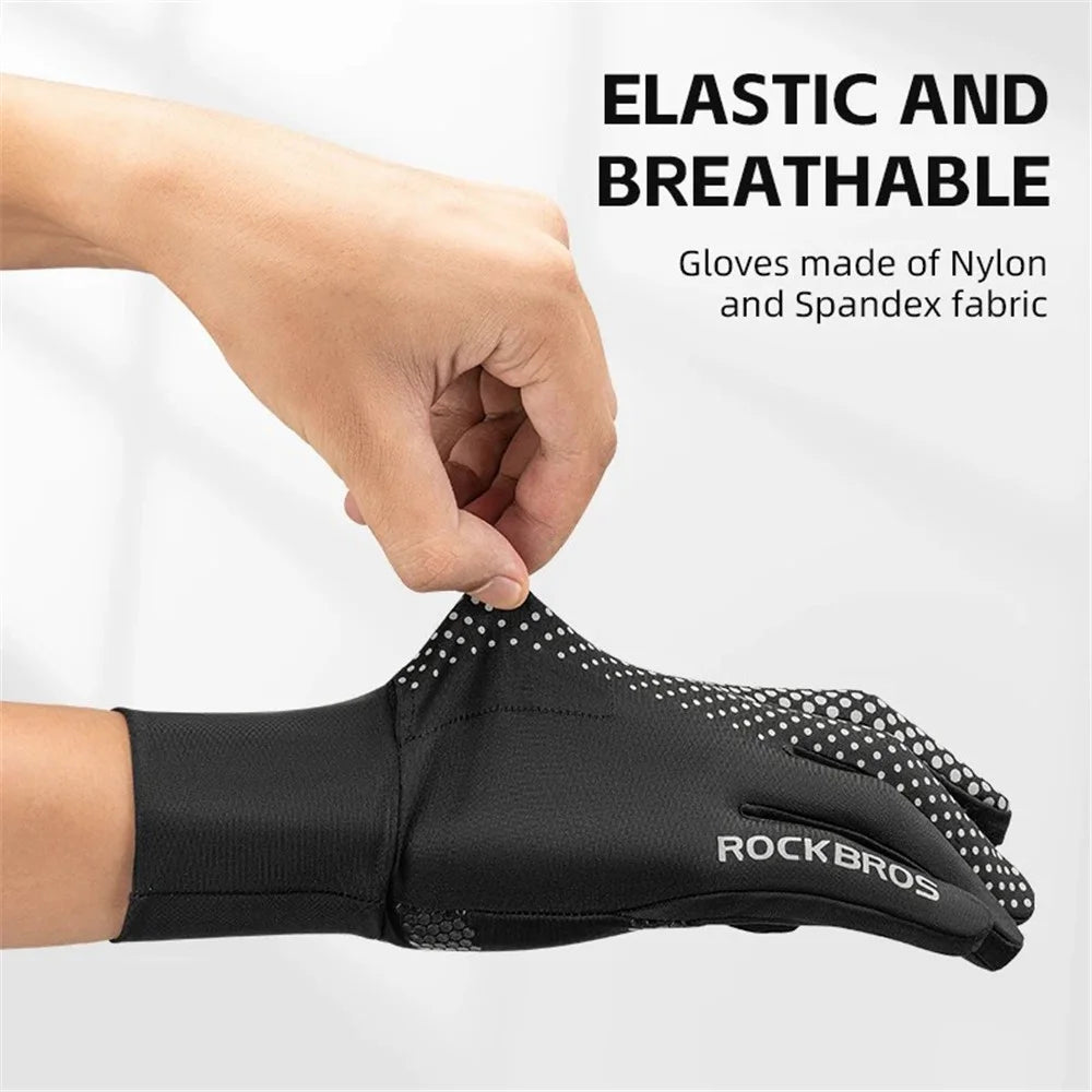 ROCKBROS S343 1 Pair Outdoor Cycling Full Finger Gloves Breathable Anti-skid Touch Screen Gloves - Black S - 5