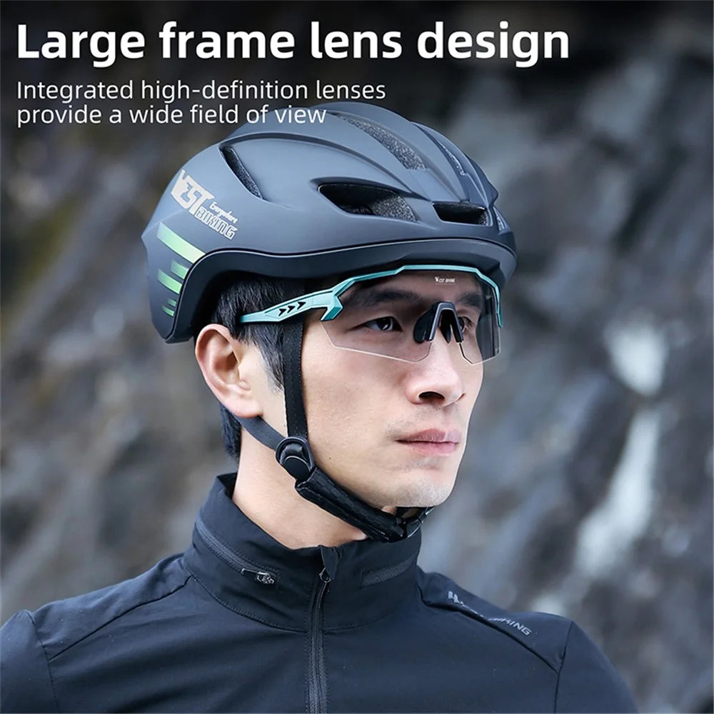 WEST BIKING YP0703164 TR90 Frame Anti-fog Cycling Glasses UV400 Photochromic Sunglasses - Black - 7