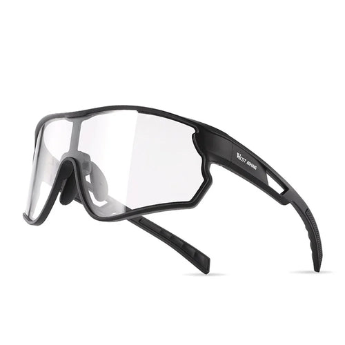 WEST BIKING YP0703161 Photochromic Cycling Sunglasses MTB Road Bike Windproof TR90 Frame Goggles - Black - 1