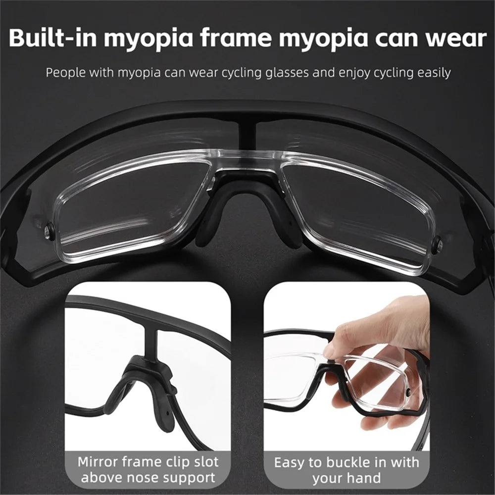 WEST BIKING YP0703161 Photochromic Cycling Sunglasses MTB Road Bike Windproof TR90 Frame Goggles - Black - 3