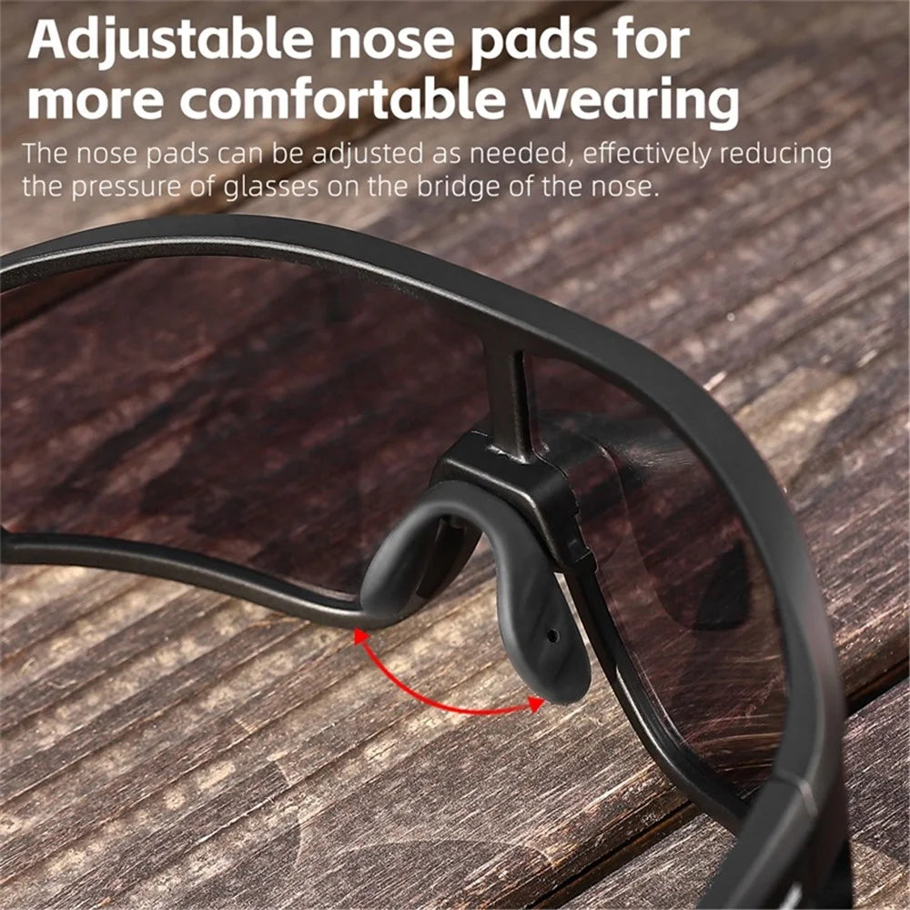 WEST BIKING YP0703161 Photochromic Cycling Sunglasses MTB Road Bike Windproof TR90 Frame Goggles - Black - 5