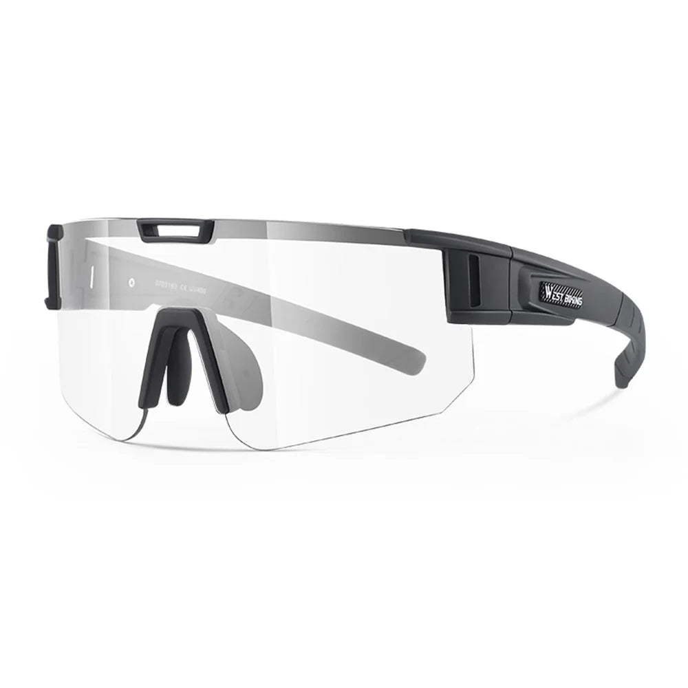 WEST BIKING YP0703162 Photochromic Cycling Sunglasses Unisex Outdoor Windproof Goggles - Black - 1