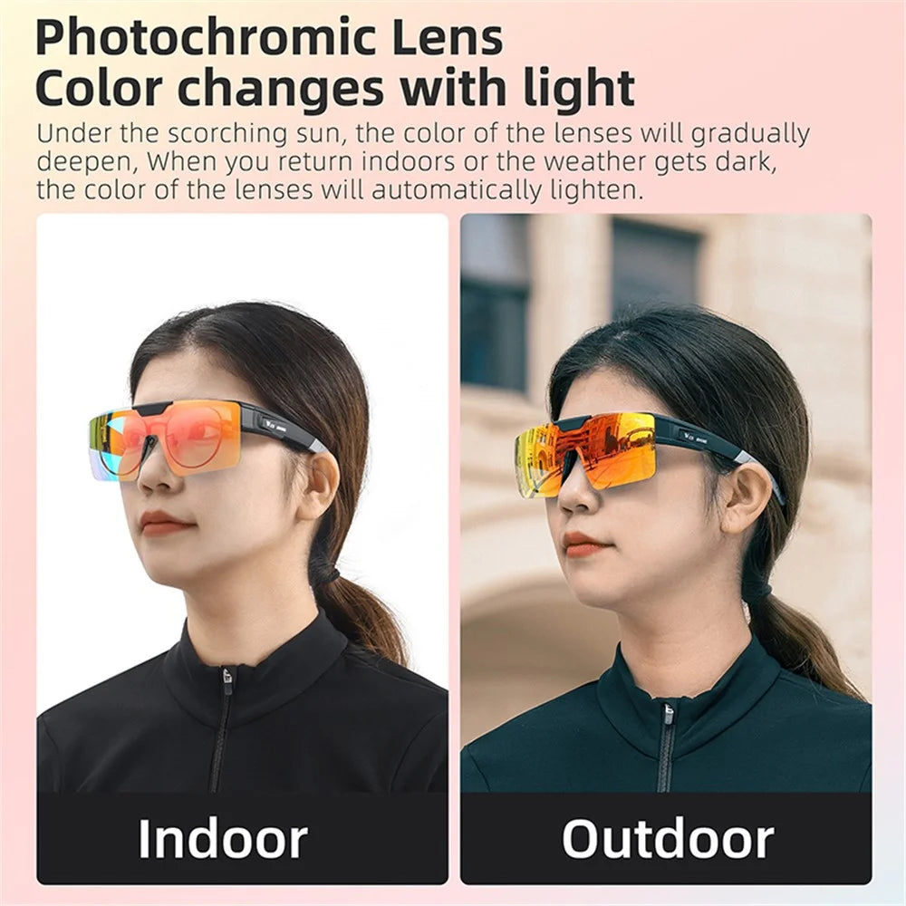 WEST BIKING YP0703159 Clear Photochromic Glasses Cycling Goggles Sunglasses - Black - 7