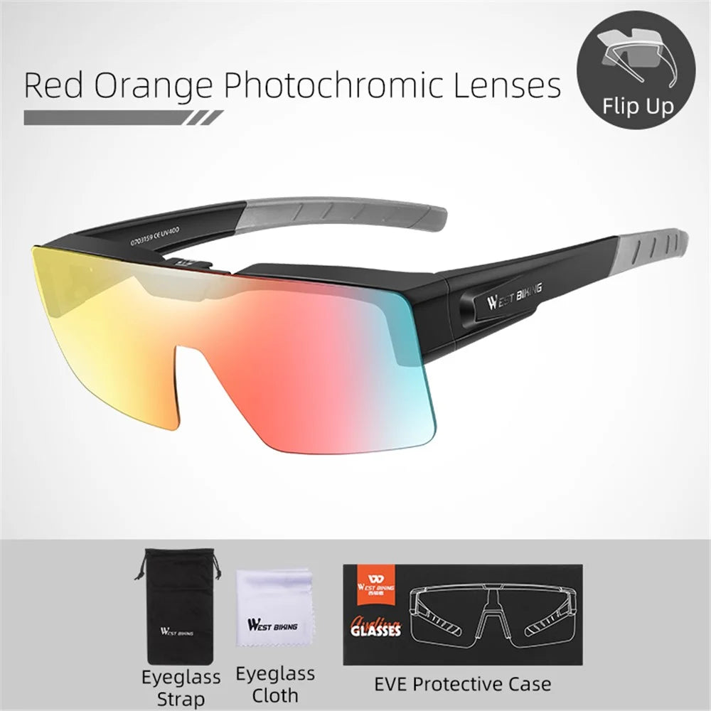 WEST BIKING YP0703160 Photochromic Lens Flip Up Glasses Outdoor Cycling Driving Sunglasses - Black - 2