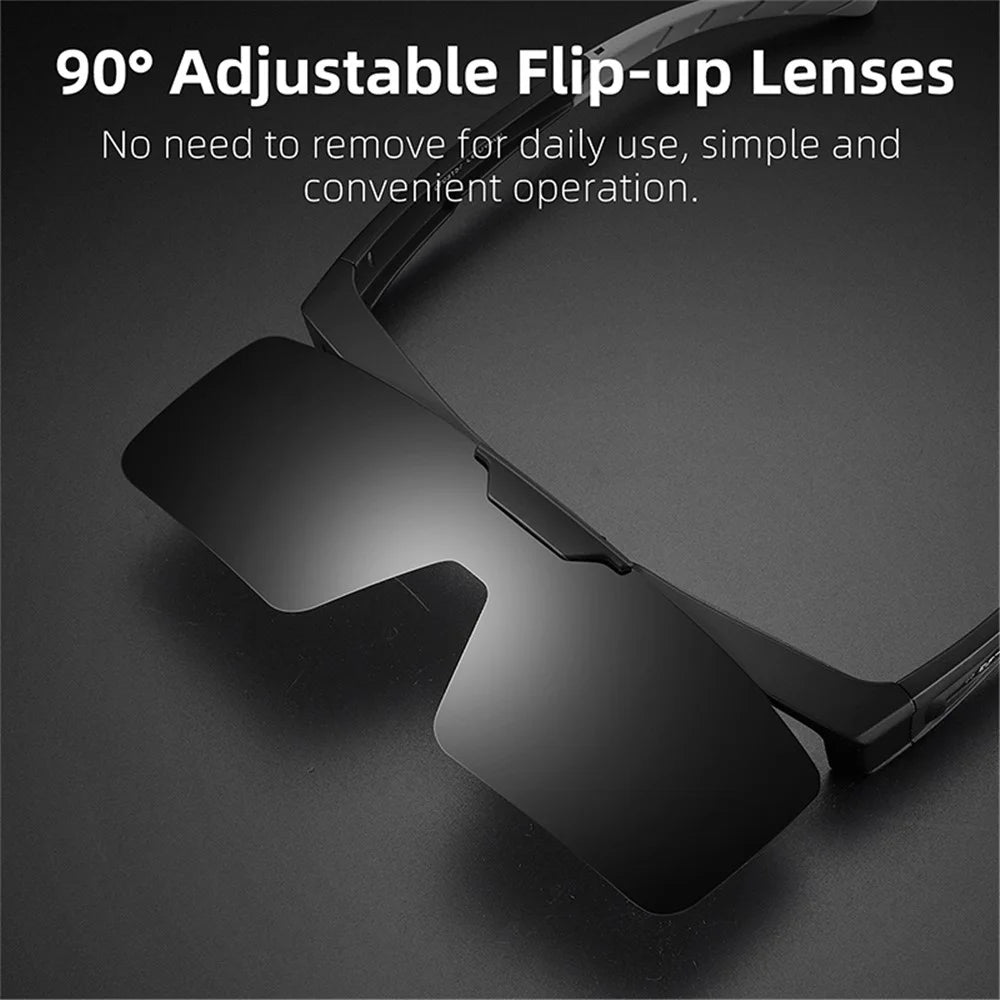 WEST BIKING YP0703160 Photochromic Lens Flip Up Glasses Outdoor Cycling Driving Sunglasses - Black - 3