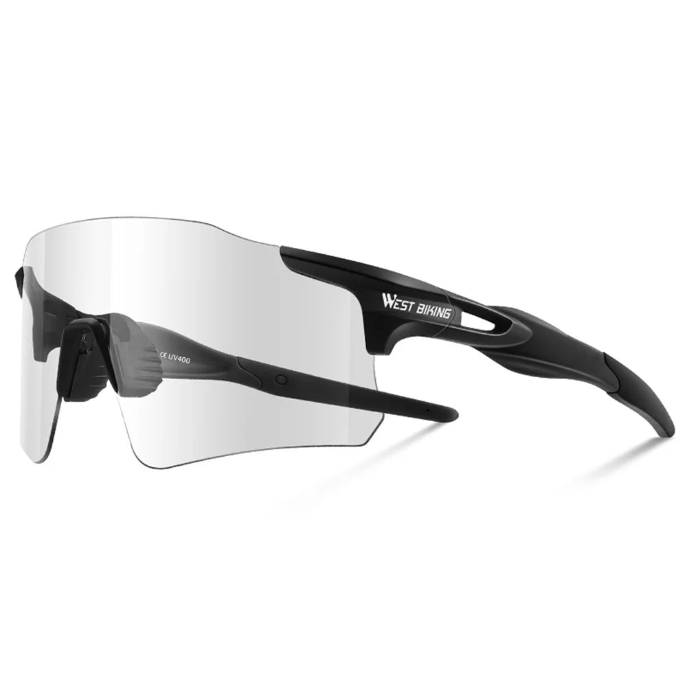 WEST BIKING YP0703155 Photochromic Sunglasses Unisex Outdoor Glasses Cycling Fishing Goggles - Black - 1