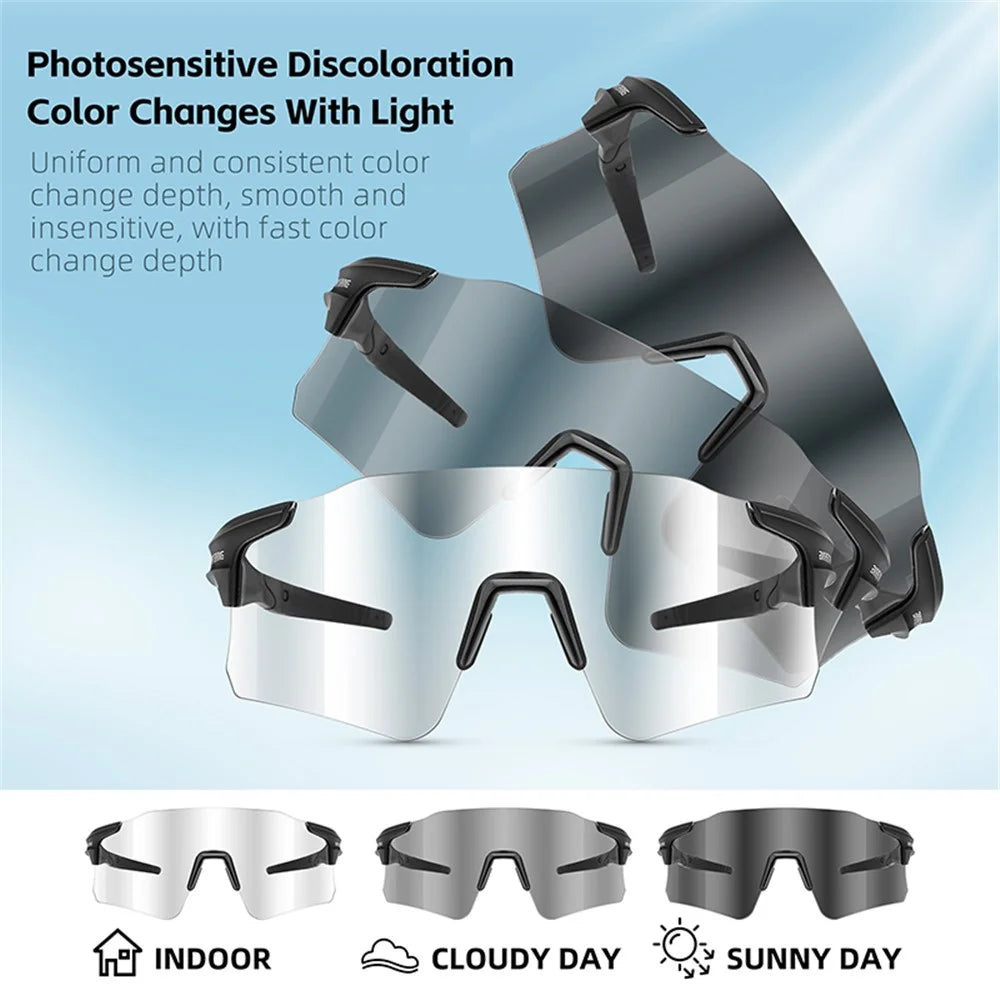 WEST BIKING YP0703155 Photochromic Sunglasses Unisex Outdoor Glasses Cycling Fishing Goggles - Black - 3