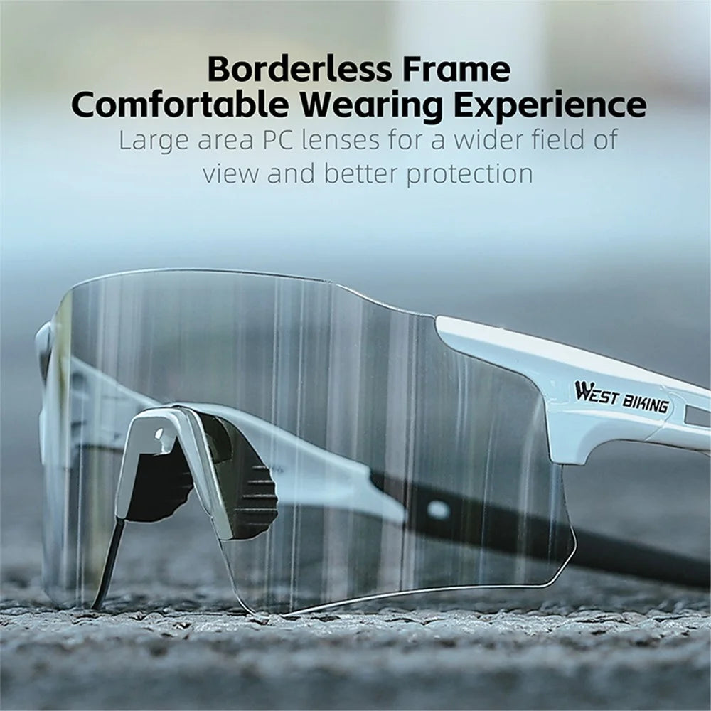 WEST BIKING YP0703155 Photochromic Sunglasses Unisex Outdoor Glasses Cycling Fishing Goggles - Black - 5