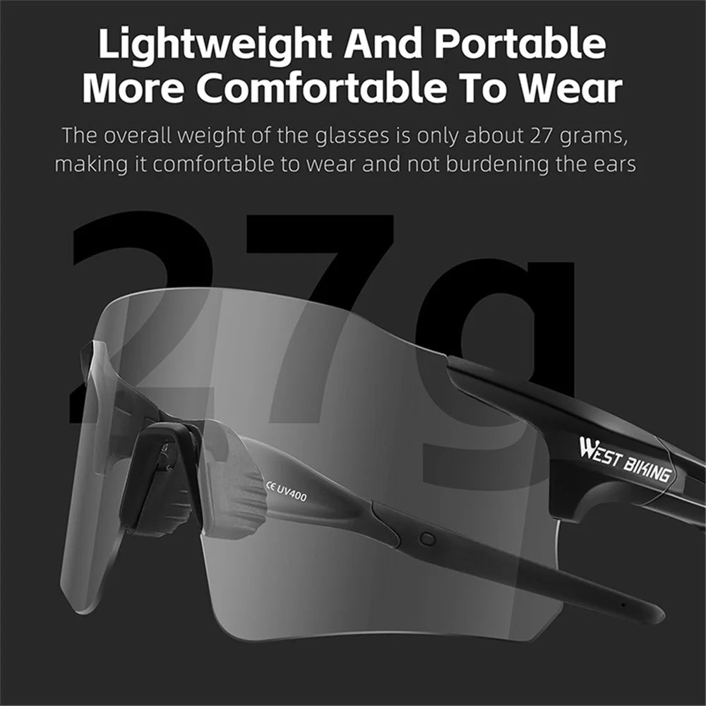 WEST BIKING YP0703155 Photochromic Sunglasses Unisex Outdoor Glasses Cycling Fishing Goggles - Black - 7