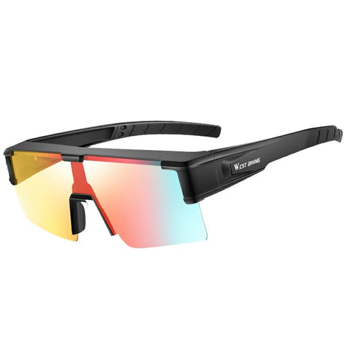WEST BIKING YP0703150 Polarized Sports Sunglasses for Men Women Cycling Sunglasses with PC Frame - Black - 1