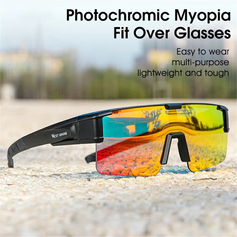 WEST BIKING YP0703150 Polarized Sports Sunglasses for Men Women Cycling Sunglasses with PC Frame - Black - 7