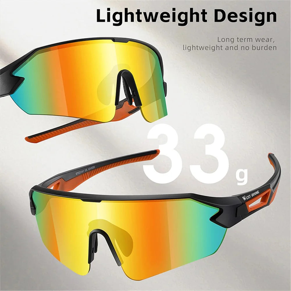 WEST BIKING Colorful Coating Lens Cycling Running Glasses Men Women Outdoor Sunglasses - Black+Orange - 2