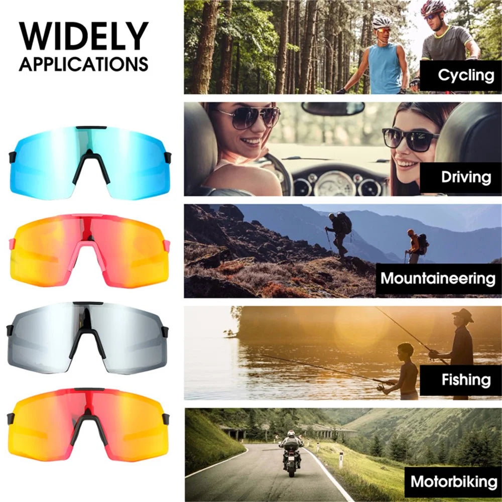 WEST BIKING YP0703135 Bike Racing Glasses Windproof Polarized Goggles Sunglasses - Black+Pink / Multi-Color - 5