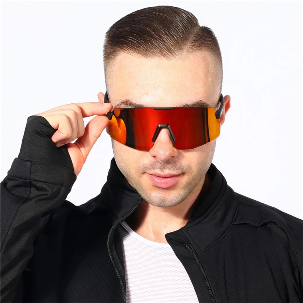 WEST BIKING YP0703135 Bike Racing Glasses Windproof Polarized Goggles Sunglasses - Black+Pink / Multi-Color - 6