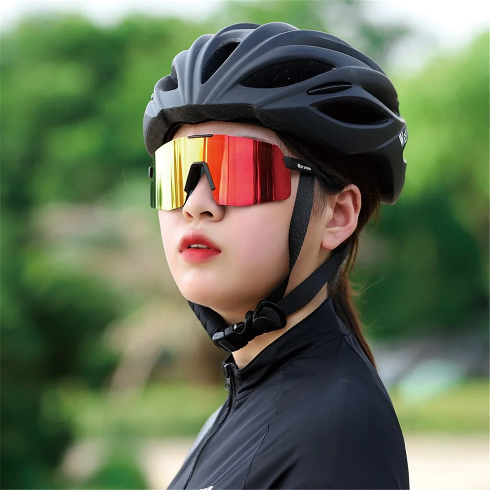 WEST BIKING YP0703135 Bike Racing Glasses Windproof Polarized Goggles Sunglasses - Black+Pink / Multi-Color - 7