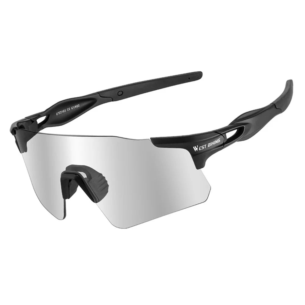 WEST BIKING YP0703165 Anti-fog Photochromic Sunglasses Windproof Cycling Goggles Outdoor Eyewear - Black - 1