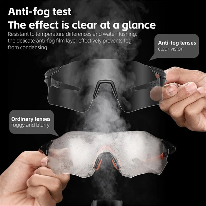 WEST BIKING YP0703165 Anti-fog Photochromic Sunglasses Windproof Cycling Goggles Outdoor Eyewear - Black - 2