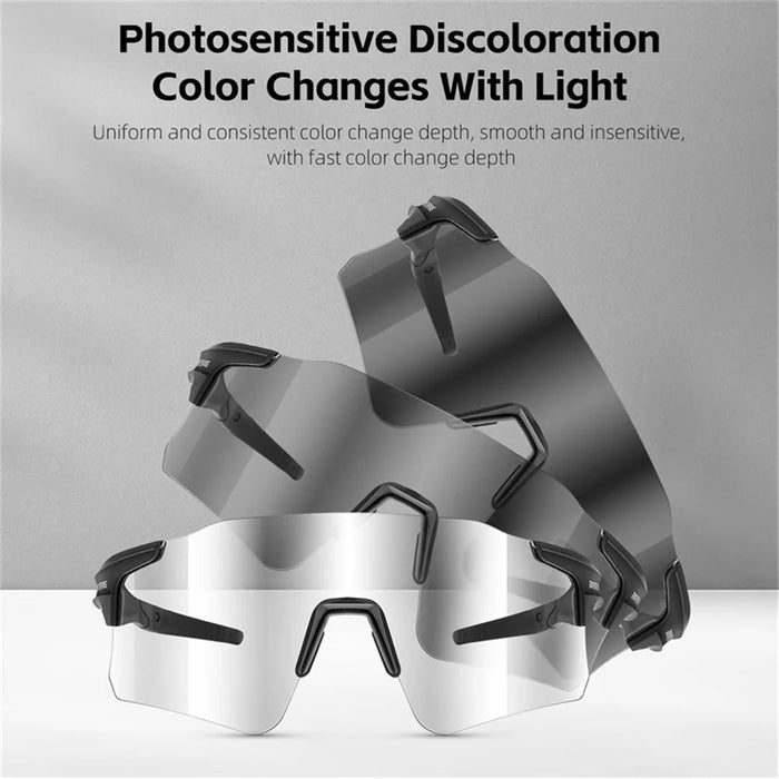 WEST BIKING YP0703165 Anti-fog Photochromic Sunglasses Windproof Cycling Goggles Outdoor Eyewear - Black - 3