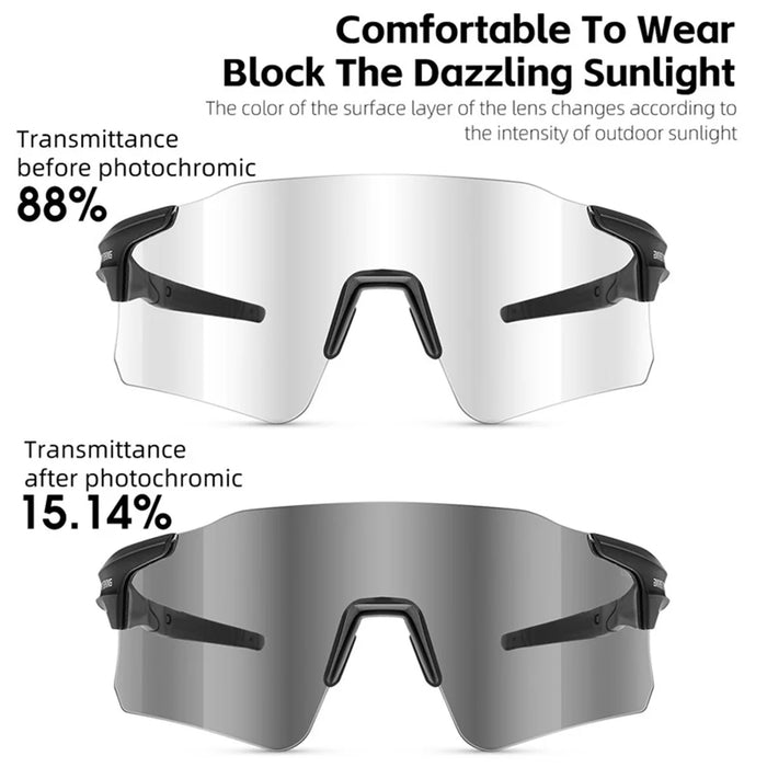 WEST BIKING YP0703165 Anti-fog Photochromic Sunglasses Windproof Cycling Goggles Outdoor Eyewear - Black - 7