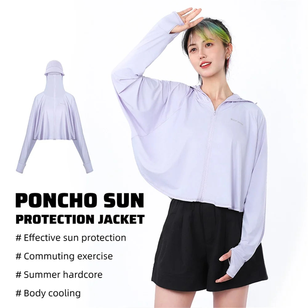 WEST BIKING YP0202331 Women's Ice Silk Hooded Jacket Sun Protection Long Sleeves Clothing - S-M / Purple - 2