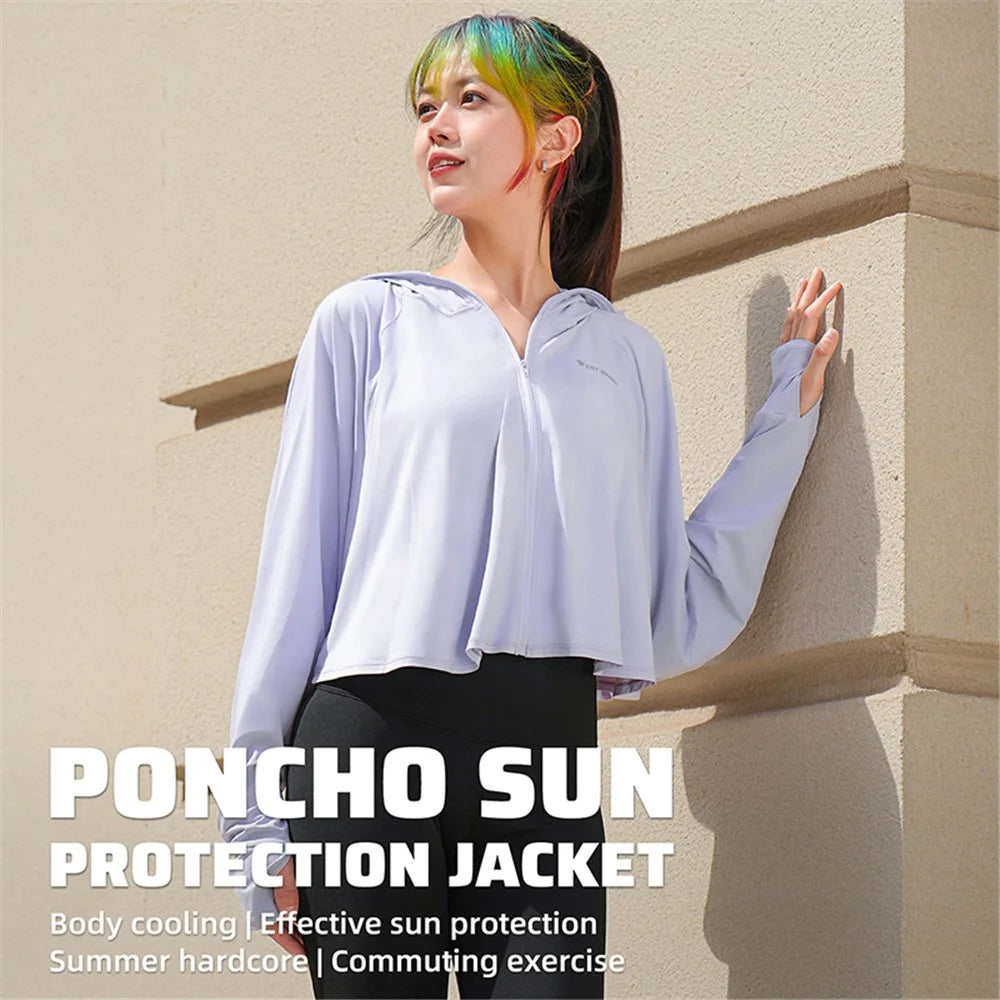 WEST BIKING YP0202331 Women's Ice Silk Hooded Jacket Sun Protection Long Sleeves Clothing - S-M / Purple - 3