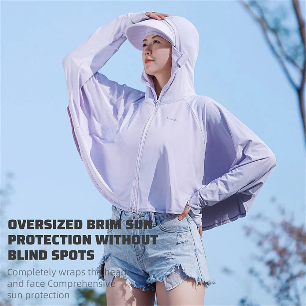 WEST BIKING YP0202331 Women's Ice Silk Hooded Jacket Sun Protection Long Sleeves Clothing - S-M / Purple - 5