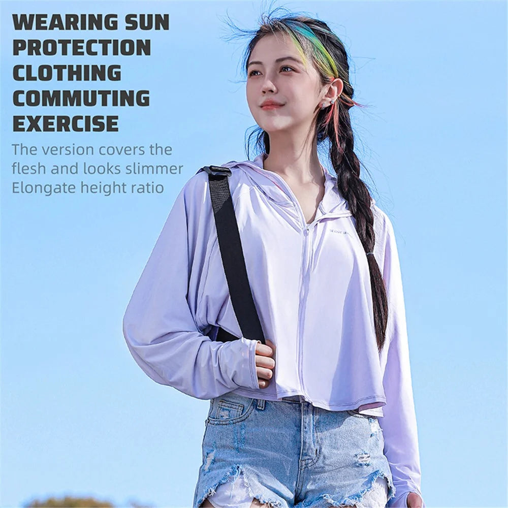 WEST BIKING YP0202331 Women's Ice Silk Hooded Jacket Sun Protection Long Sleeves Clothing - S-M / Purple - 6