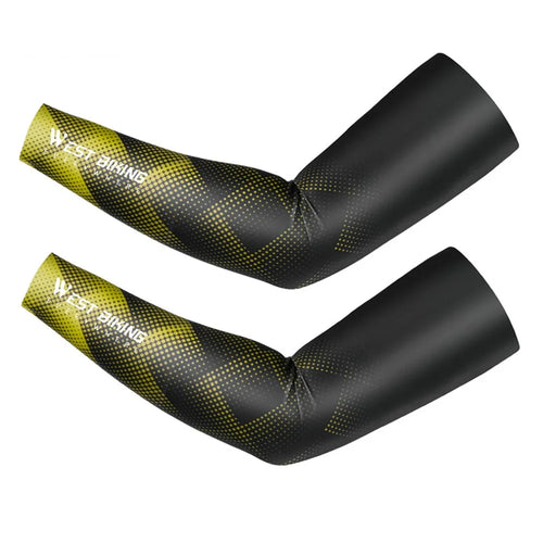 WEST BIKING YP0212124 1 Pair Men Ice Silk Cycling Travel Sleeves Summer Sunscreen UV Protection Sleeves - Yellow - 1