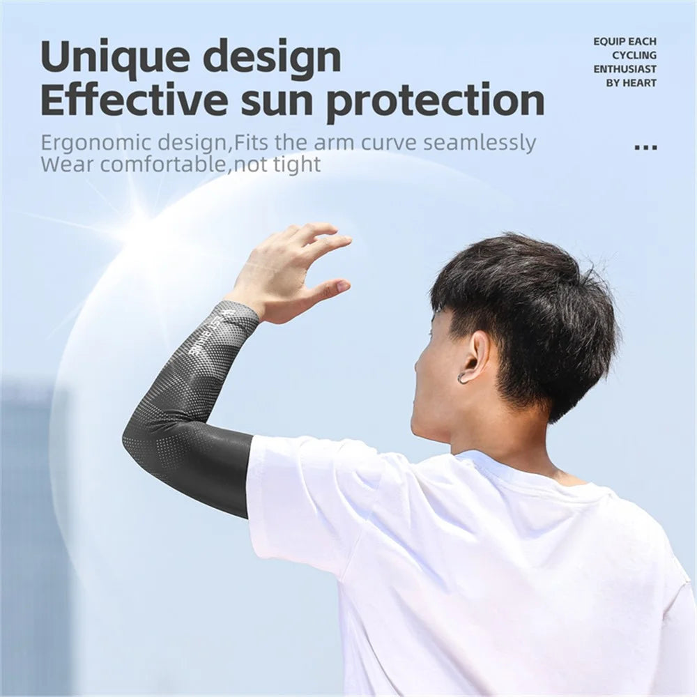WEST BIKING YP0212124 1 Pair Men Ice Silk Cycling Travel Sleeves Summer Sunscreen UV Protection Sleeves - Yellow - 2