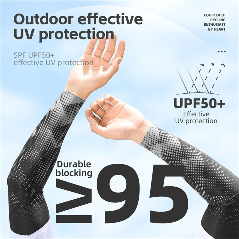 WEST BIKING YP0212124 1 Pair Men Ice Silk Cycling Travel Sleeves Summer Sunscreen UV Protection Sleeves - Yellow - 4