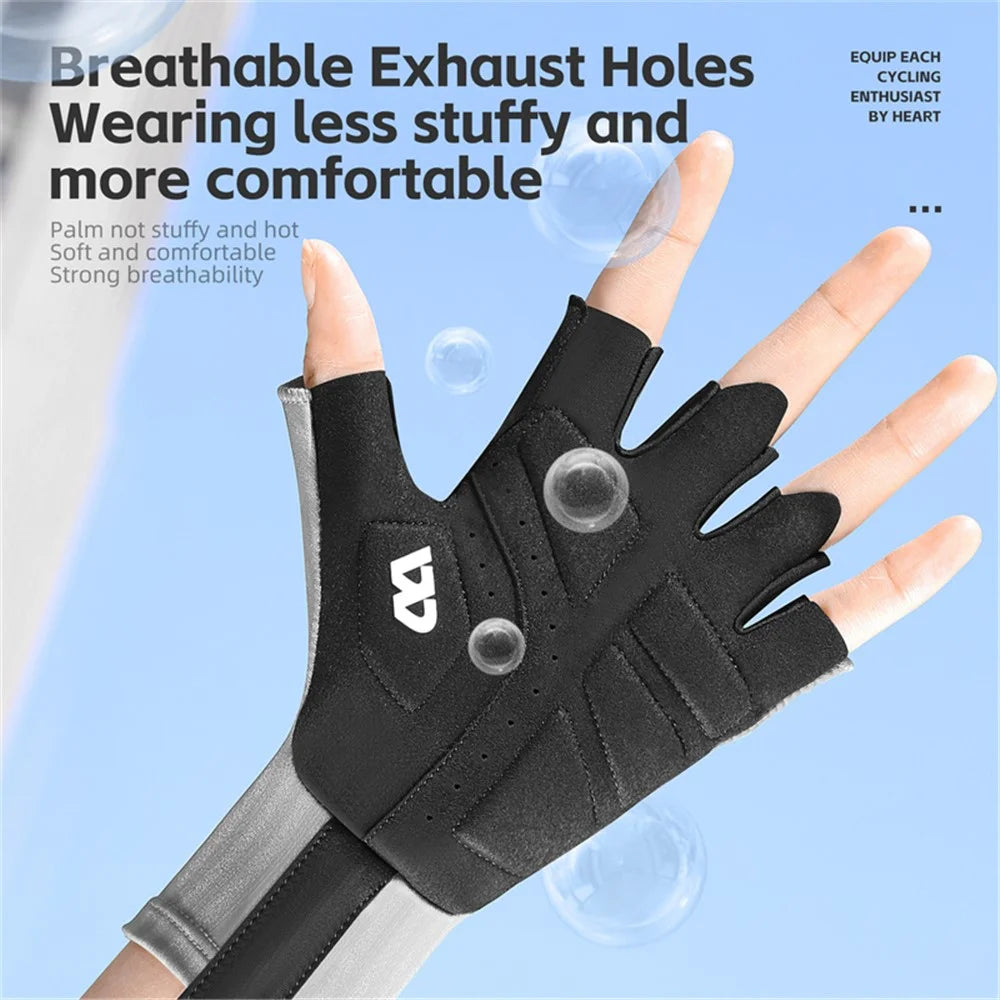 WEST BIKING YP0211247 1 Pair Anti-Skid Cycling Gloves Unisex Bike Breathable Half Finger Gloves - Black M - 2