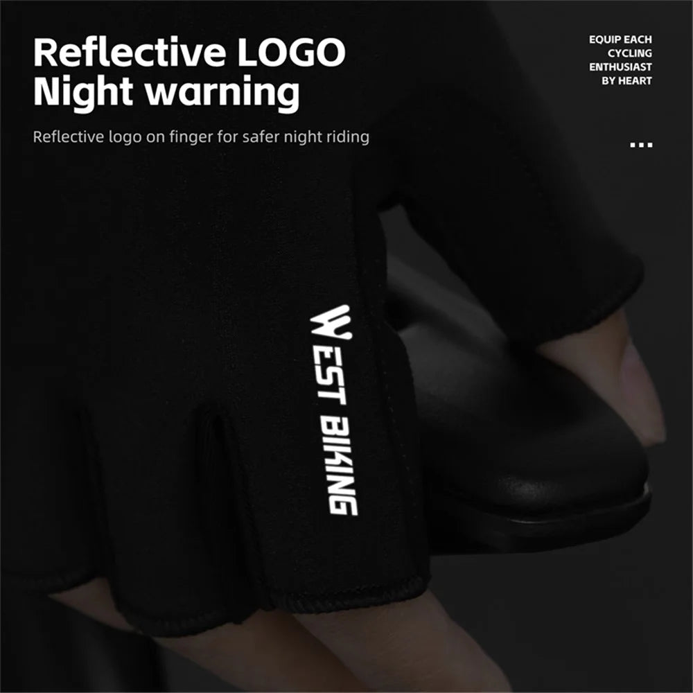 WEST BIKING YP0211247 1 Pair Anti-Skid Cycling Gloves Unisex Bike Breathable Half Finger Gloves - Black M - 3