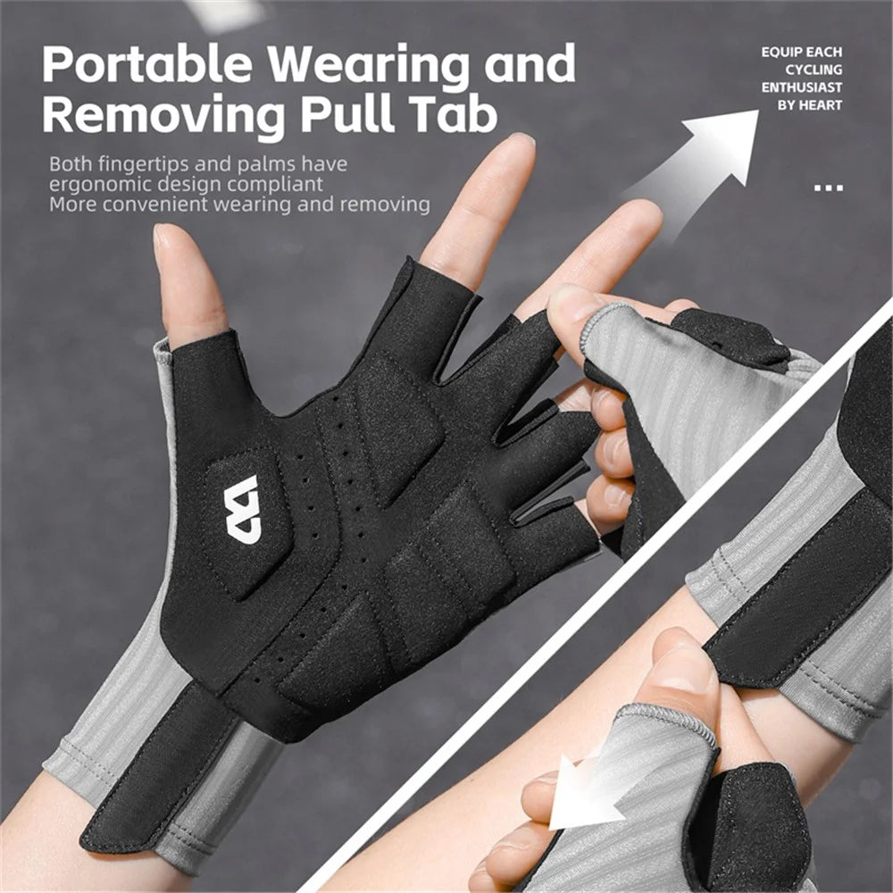 WEST BIKING YP0211247 1 Pair Anti-Skid Cycling Gloves Unisex Bike Breathable Half Finger Gloves - Black M - 7