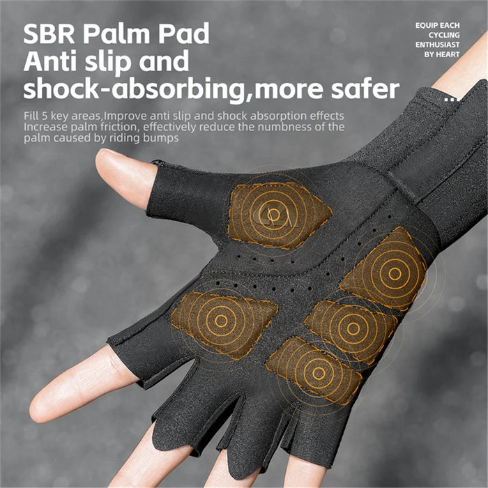 WEST BIKING YP0211247 1 Pair Unisex Cycling Gloves Anti-Skid Breathable Bike Half Finger Gloves - Red M - 5