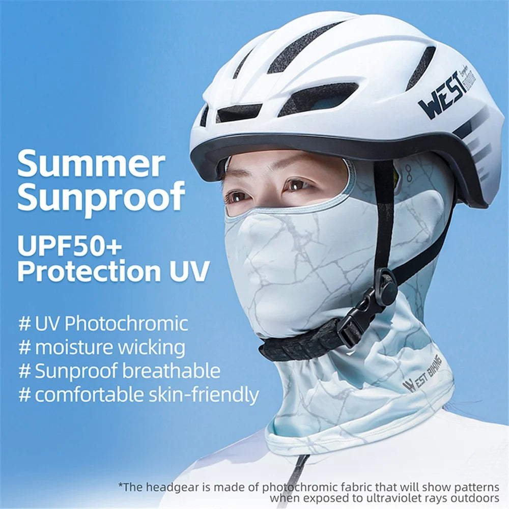 WEST BIKING YP0201417 Summer Sun Protection Photochromic Ice Silk Balaclava Face Mask - Baby Blue - 2