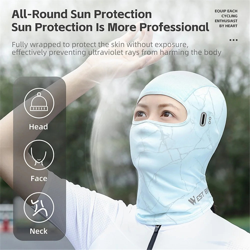 WEST BIKING YP0201417 Summer Sun Protection Photochromic Ice Silk Balaclava Face Mask - Baby Blue - 3