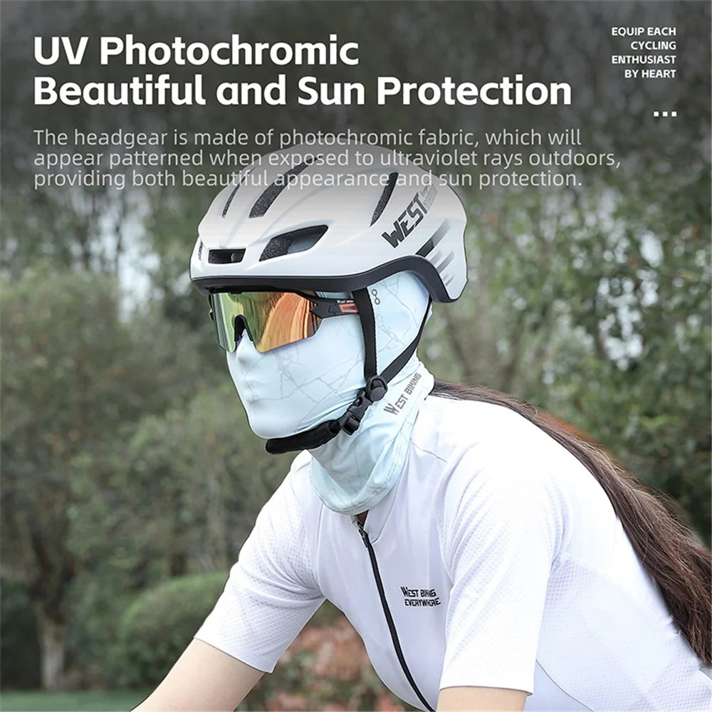 WEST BIKING YP0201417 Summer Sun Protection Photochromic Ice Silk Balaclava Face Mask - Baby Blue - 4