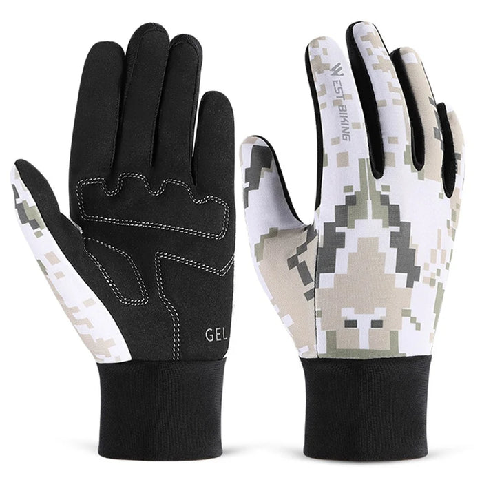 WEST BIKING YP0211249 1 Pair Kids Anti-slip Bike Cycling Gloves Shock Absorption Breathable Full Finger Gloves - Grey+White S - 1