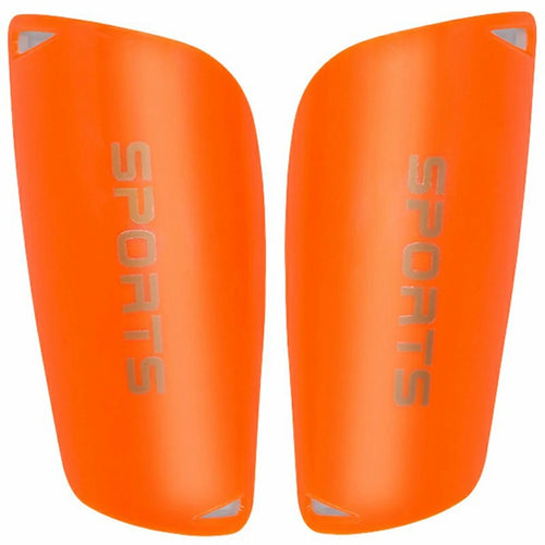 LINTORE WELT098 1 Pair Plastic + EVA Slip-In Shin Pads Soccer Leg Protector for Adult - Orange - 1