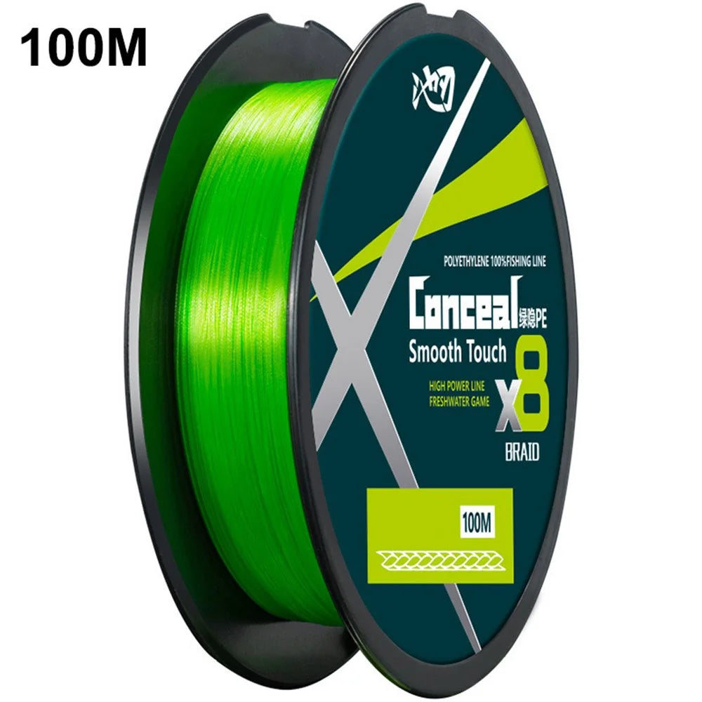 100m Length 8 Strands Braided Fishing Line Green Super Strong PE Smooth Touch Fishing Line - 0.4 - 1